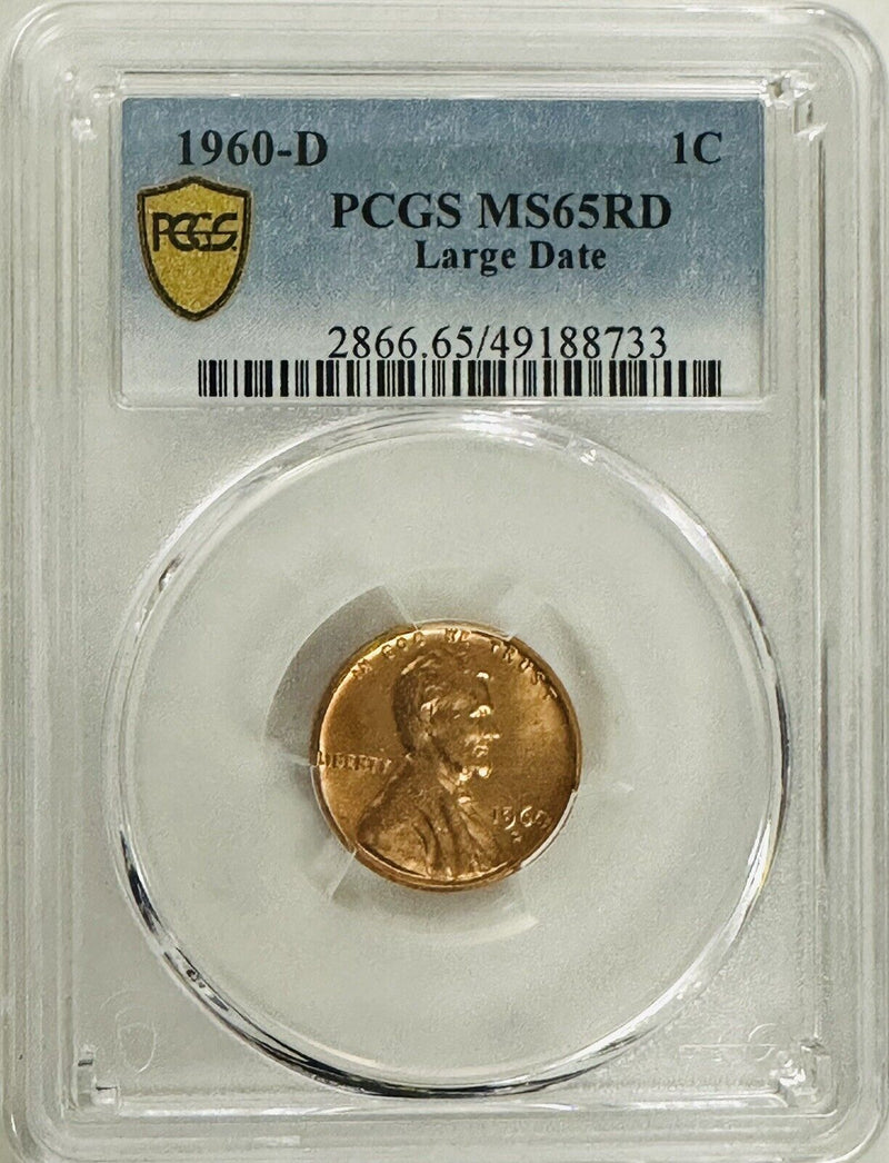 1960 d lincoln cents large dates PCGS MS65RD gold shield #OA 01