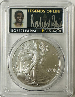 2024 $1 American Silver Eagle 1oz PCGS MS70 FS Legends of Life Robert Parish