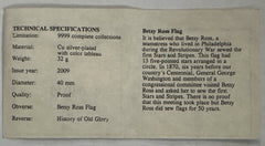 1777 USA History of Silver Glory Commemorative Betsy Ross Flag Coin W/ OGP & COA