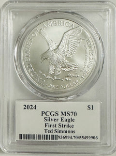 2024 American Silver Eagle 1oz PCGS MS70 FS Legends of Life Ted Simmons #OA 134