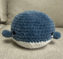 Handmade Crochet  Cute Medium whale ( 8 Inches) As Shown. (Great Gift Ideas)