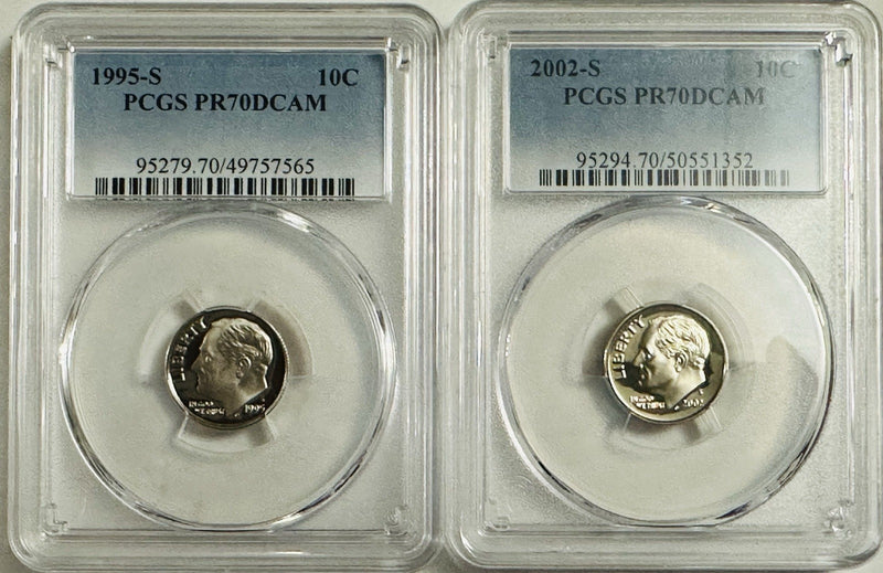 Lot Of 2 Perfect PCGS PR70DCAM COINS~90's & 2000's (top Grade None Better) OA141