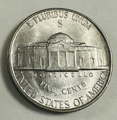 1945 S Jefferson War Nickel 5c Us Coin 35% Silver BU San Francisco Mint # JWN #1
