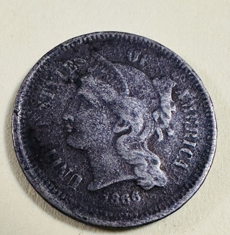 1866 3CN Three Cent Nickel G-VG As Pictured # 1866- 3C G-VG