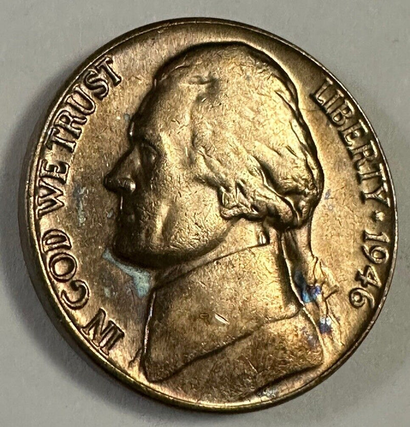 1946 Jefferson Nickel Gem Bu Uncirculated Lightly Toned # JN 1946 L TD