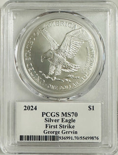 2024 American Silver Eagle 1oz PCGS MS70 FS Legends of Life George Gervin signed