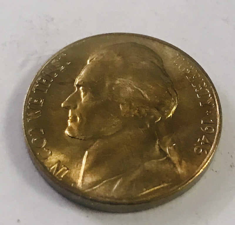 1946-S Jefferson nickel with natural toned lot # JN 01