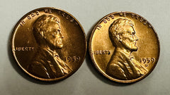 1959 P&D  LINCOLN MEMORIAL CENT RED Gem BU SET (2 COINS)  'Low Price & Shipping'