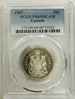 1987 CANADA 50 CENTS PCGS PR69DCAM  FINEST GRADED