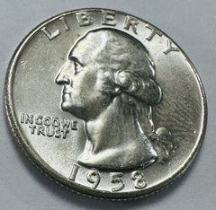 1958-P Washington Quarter 90% Silver Choice BU Condition #547-56
