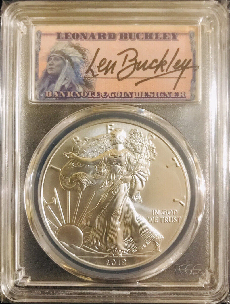 2019 $1 American Silver Eagle Dollar 1st Day Issue MS70 Leonard Buckley Lot 206