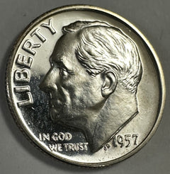 1957 Roosevelt Dime Gem Proof 90% Silver  Rim Toning # RD 1957 GPRT “FREE S/H”