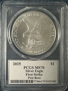 2025 $1 American Silver Eagle PCGS MS70 FS Legends of Life Pete Rose #OA 145