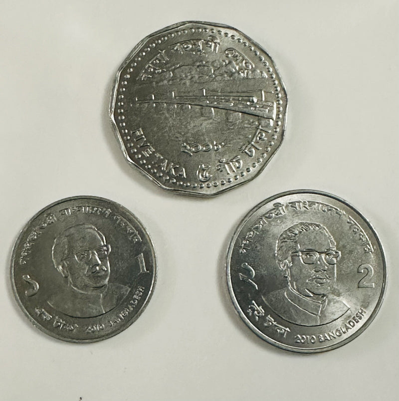 Lot Of 3 Coins From Bangladesh (1Taka-5 Taka) # BD  Coins 3