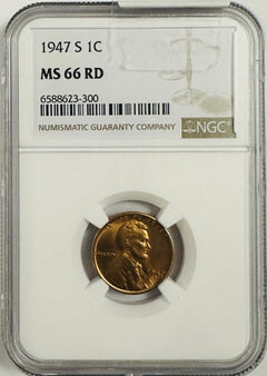1947 S Lincoln Wheat Cent MS 66 RD NGC Penny 1c Uncirculated # E 2718-2763