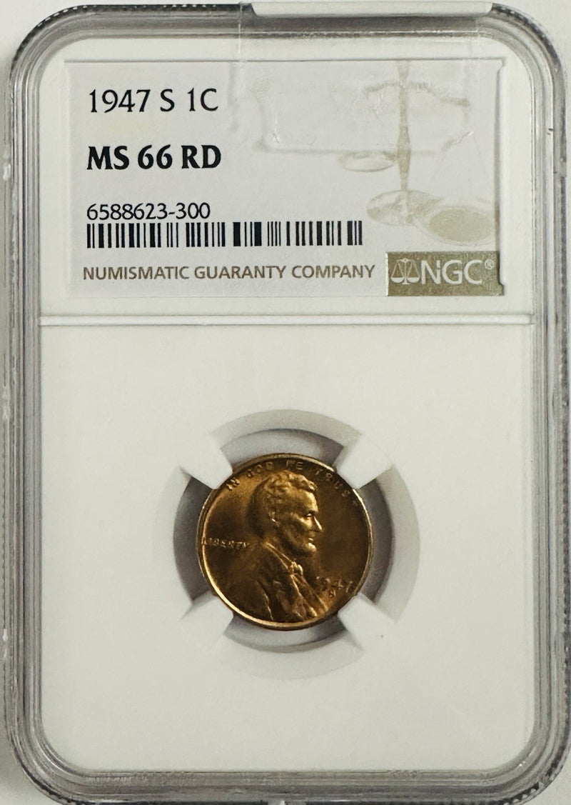 1947 S Lincoln Wheat Cent MS 66 RD NGC Penny 1c Uncirculated # E 2718-2763
