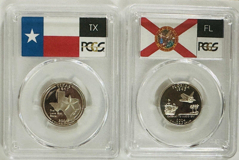 Lot Of 2 Silver (TX & FL) State Quarters PR69DCAM # (TX & FL-Silver)