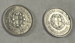 Lot Of 2 Great Britain 3 Pence Silver AU