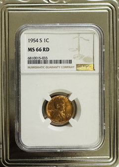 1954-S LINCOLN WHEAT CENT NGC MS66 RD # 1954-S MS66 “ Lowest Price On eBay”