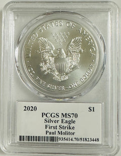 2020 American Silver Eagle 1oz PCGS MS70 FS Legends of Life Paul Molitor #OA 131