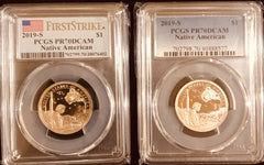 2019-S lot of 2 Native American dollar pcgs pr70dcam Lot #134