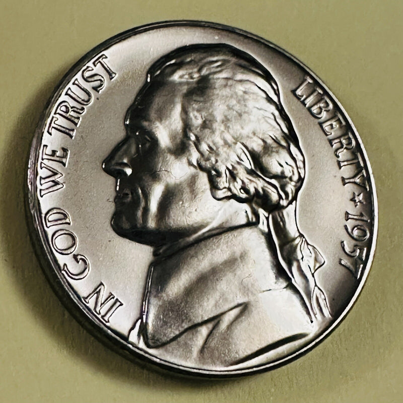 1957 Proof Jefferson Nickel Bu - Lustrous Gem Full  Steps As Pic. #JN 1957 P8402