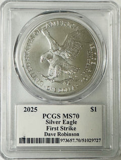 2025 American Silver Eagle PCGS MS70 FS Legends of Life Dave Robinson autograph
