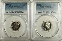 Lot Of 2 Perfect PCGS PR70DCAM COINS~90's & 2000's (top Grade None Better) OA138