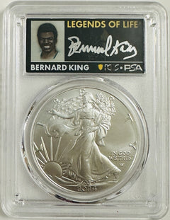 2024 $1 Silver Eagle PCGS MS70 FS Legends of Life Bernard King # OA 129
