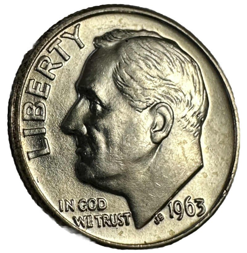 1963 D Roosevelt Dime - BU - 90% Silver Lot # 1963-D
