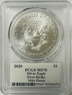 2020 $1 American Silver Eagle 1oz PCGS MS70 FS Legends of Life Mike Piazza