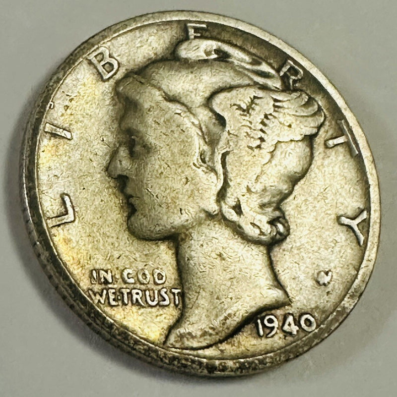 1940-S 10C US Mercury Silver Dime XF Details As Pictured Lot# MD 1940-S XF