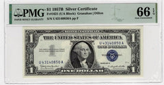 1957B $1 Silver Certificate PMG 66 EPQ GEM UNC Fr #1621 UA Block Granahan/Dillon
