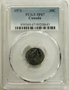 Wow! Lot Of 2 1975 ( USA & CANADA) Dimes PCGS PR69 & SP67 # OA 07 " Low Price"