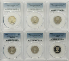 50% Off Lot Of 6 Canadian Year Run Nickels ( 1982-87) ( Less Than $5 A Coin)#156