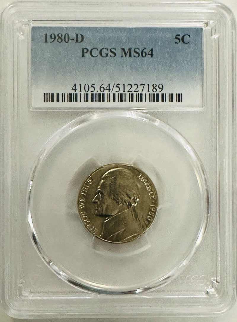 1980-D Jefferson Nickel PCGS MS 64(lowest Price Guarantee) # OA 179