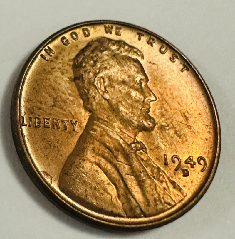 1949-D 1C RD Lincoln Cent Uncirculated As Pictured # LP 525-65