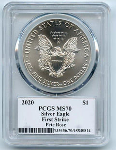 2020 $1 American Silver Eagle PCGS MS70 FS Legends of Life Pete Rose (low Price)