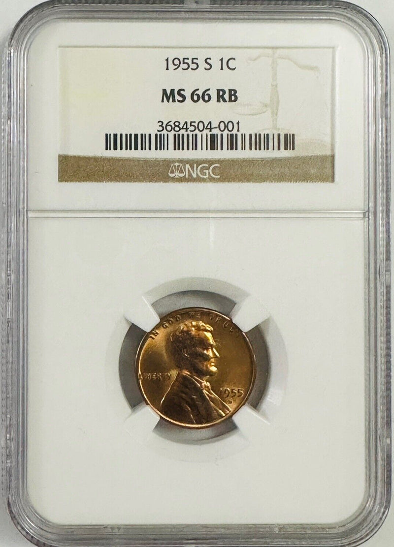 1955-S Lincoln Wheat Cent NGC MS66RB Red Brown #LP 1955-S MS66RB “low Price”