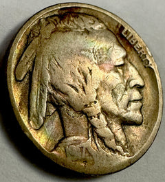 1917-P 5C Buffalo Nickel 105 Y Old “Full Date” VG Color Toned Lot # BN 1917-P TD