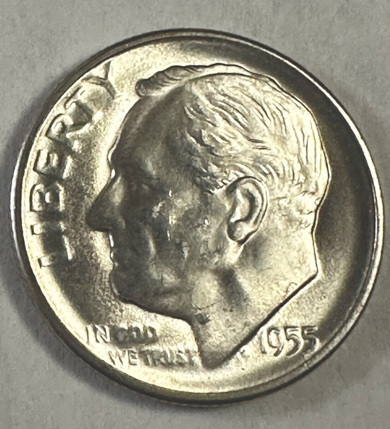 1955 S Roosevelt Dime Gem Bu Uncirculated 90% Silver #1955-S