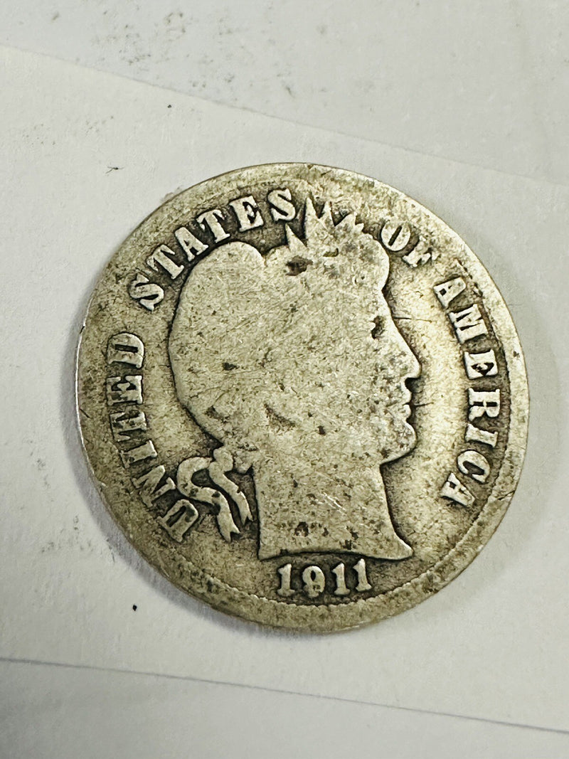 1911-D 10C Barber Silver Dime Good Details As Pictured #BD 1911-D GD “FREE S/H”