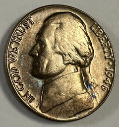 1946 Jefferson Nickel Gem Bu Uncirculated Lightly Toned # JN 1946 L TD