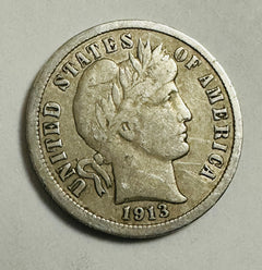 1913 P Barber Dime -XF-Extra fine- scarce  # BD 1913-P XF