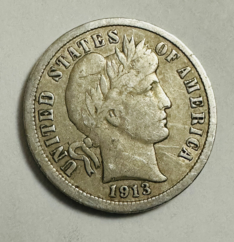 1913 P Barber Dime -XF-Extra fine- scarce  # BD 1913-P XF