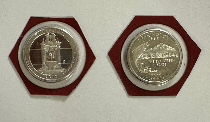 lot of 2 silver proof state quarters From US Mint Proof Set Lot # SPQ 02