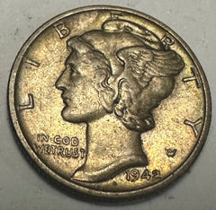 1942 P Mercury Dime Toned AU-Uncirculated Beauty  Lot # MD 1942-P TD