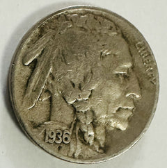 1936 s buffalo nickel Fine With Almost Full Horn # BN 1936-S FAFH