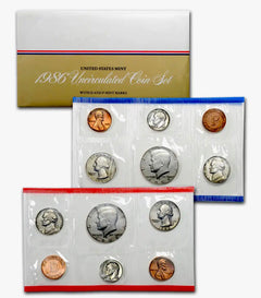 1986 P & D US Mint Set 10-coins US Original Government Packaging Box Cello #02