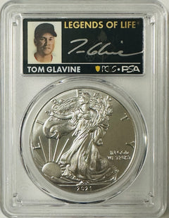 2024 $1 American Silver Eagle PCGS MS70 FS  Legends Of Life Tom Glavine